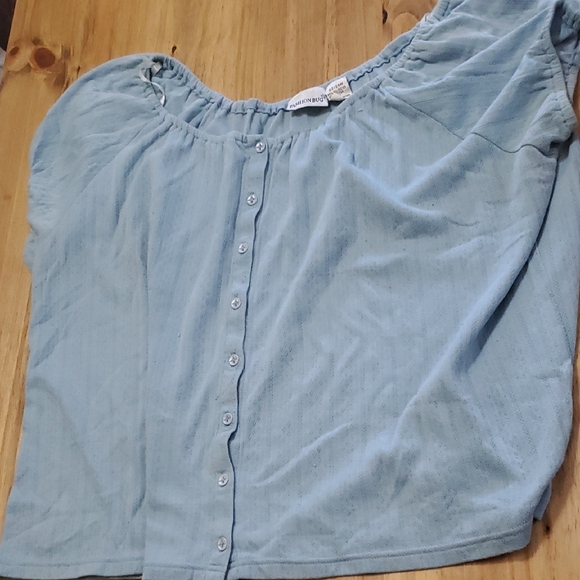 Light Blue Off-Shoulder Blouse - Picture 1 of 1